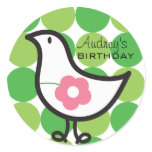 Daisy Baby Chick Dots Birthday Gift Label Sticker