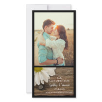 Daisy / Barn Wood Country Wedding Save the Date Photo Greeting Card