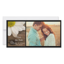 Daisy / Barn Wood Country Wedding Save the Date Photo Card Template