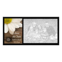 Daisy / Barn Wood Country Wedding Save the Date Photo Card Template