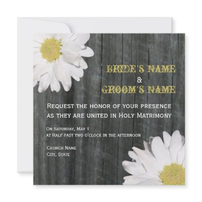 Daisy & Barnwood Wedding Invitation by thepinkschoolhouse