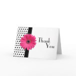 Daisy Black White Polka Dot Wedding Thank You Greeting Cards