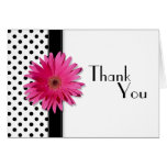 Daisy Black White Polka Dot Wedding Thank You Greeting Cards