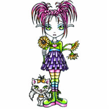 "Daisy" Cute Flower Child & Kitty Photo Sculpture