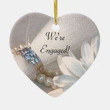 Daisy Elegance We're Engaged Heart Shaped Ornament