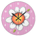 Daisy Joy pink stripes Wall Clock