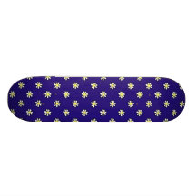 Daisy Polka Dot on a Dark Blue Background Custom Skate Board
