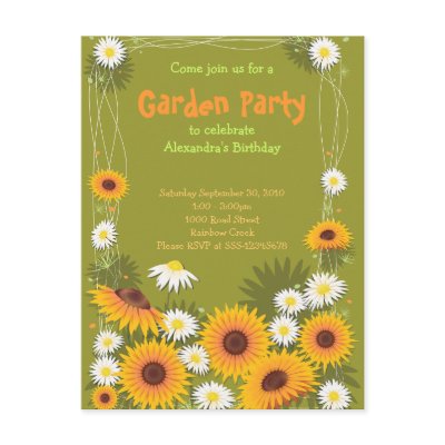 Daisy & Sunflower Garden Birthday Party Invitation by Ruxique