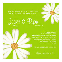 Daisy Wedding Invitation Flower White lime green