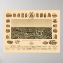 Dallas, carte panoramique de TX - 1892 Posters