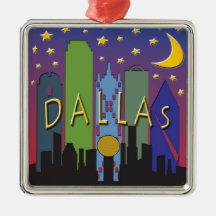 Dallas Skyline nightlife Ornament