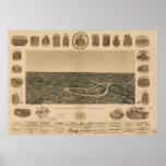 Dallas Texas 1892 Antique Panoramic Map
