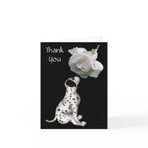 Dalmatian Puppy And White Rose Thank You Card
