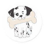 Dalmatian with Bone Round Sticker
