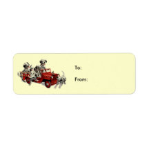 Dalmation-pups-fire-engine, To:From: Custom Return Address Label