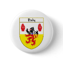 Daly Coat of Arms/Family Crest Pinback Buttons