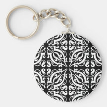 Damask 1 (black & white) key chains
