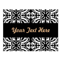 Damask 1 (black & white) post card