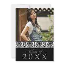 Damask 5x7 Graduation Announcement (black/white)