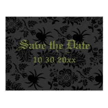 Damask and Green Save the Date Postcard