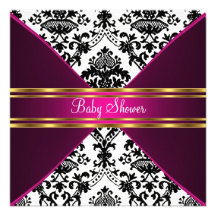 Damask and Pink Baby Shower Invitation