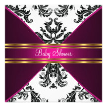 Damask and Pink Baby Shower Invitation