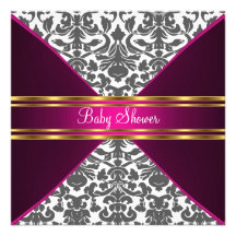 Damask and Pink Baby Shower Invitation