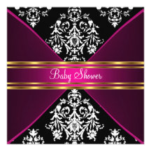 Damask and Pink Baby Shower Invitation