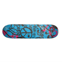Damask  Aqua-Magenta, Grafitti Custom Skate Board