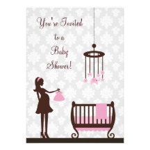 Damask Baby Shower : Girl : Invitation