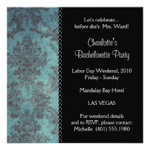 damask bachelorette party invitation