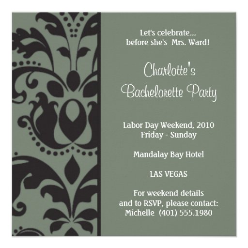 damask bachelorette party invitations