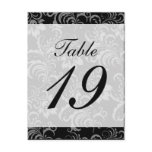 Damask Background Table Number (Black / White) Postcards