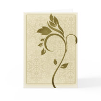 Damask background with gold leaf flower card