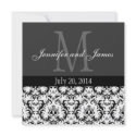 Damask Black and White Monogram Wedding Invitation