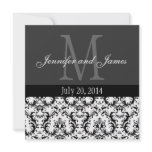 Damask Black and White Monogram Wedding Invitation