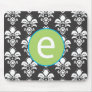 Damask Black/Lime Mousepad Initial "e"