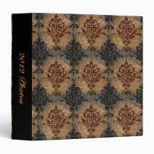 Damask Black on Grey Tan Binder