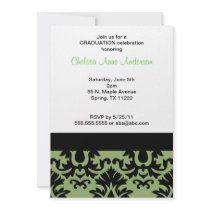 Damask Black & Sage Graduation Invitation