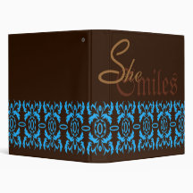 Damask Blue and Chocolate Avery Binder