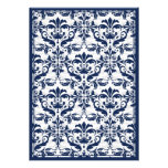 Damask Border with Double Frame (Navy & White) Invitations