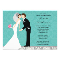 Damask Bride and Groom Wedding Shower Invitation invitations