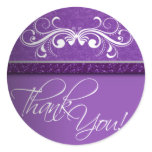 Damask Butterfly Thank You Sticker