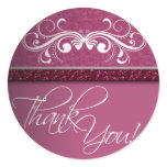 Damask Butterfly Thank You Sticker