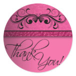 Damask Butterfly Thank You Sticker