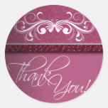 Damask Butterfly Thank You Sticker