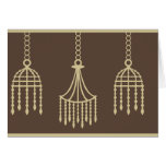 Damask chandelier tan wallpaper print card
