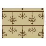 Damask chandelier tan wallpaper print cards