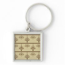 Damask chandelier tan wallpaper print keychain