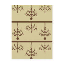 Damask chandelier tan wallpaper print post cards